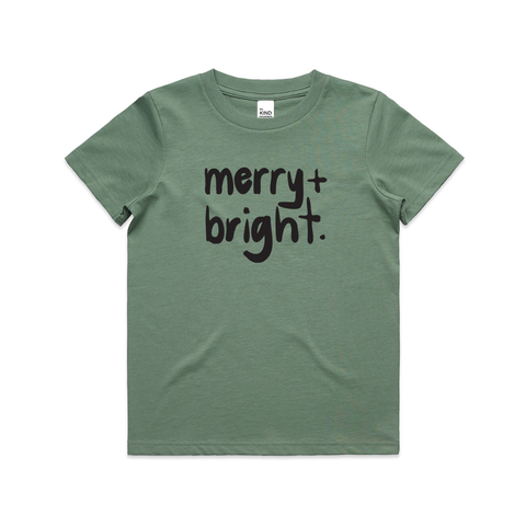 Merry + bright | Sage | Kids XMAS Tee